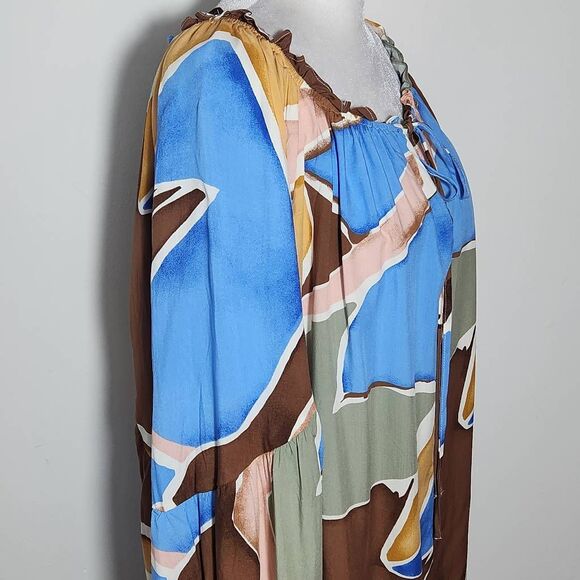 Perch by Blu Pepper Flowy Peasant Blouse with Full Sleeves Size 2X - Picture 6 of 11